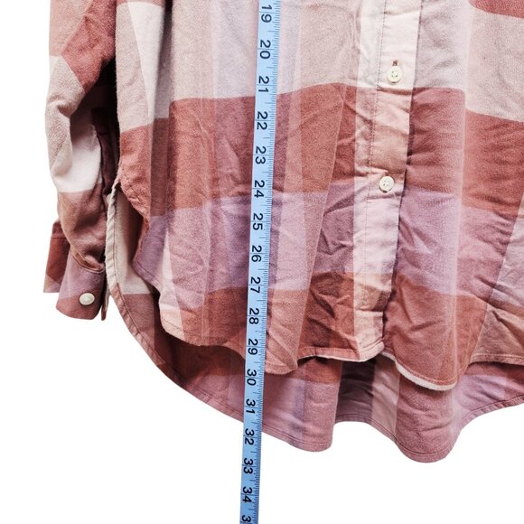 Ava & Viv Size XXL Pink Brown Womens Plaid Button-Down long Sleeve Shirt - Picture 6 of 7